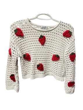 Poof Apparel Knit Crocheted
Cropped Strawberry
Embroidered Crew Neck
Sweeter M